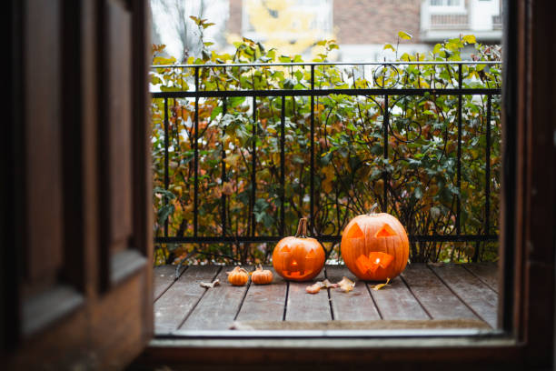 istock Pumpkins decoration on a porch 1184858576