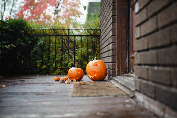 istock Pumpkins decoration on a porch 1184858620
