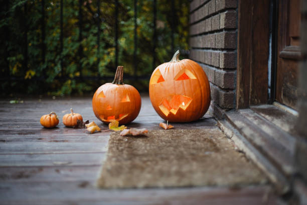 istock Pumpkins decoration on a porch 1184858682