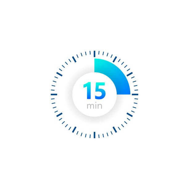 The 15 minutes, stopwatch vector icon, digital timer. clock and watch, timer, countdown symbol. Vector illustration The 15 minutes, stopwatch vector icon, digital timer. clock and watch, timer, countdown symbol. Vector illustration minute hand stock illustrations