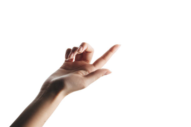istock female hand with beautiful thin fingers, isolated on a white 1184866992