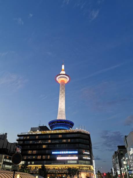 istock Kyoto​ Tower with​ blue​sky​ 1184869303