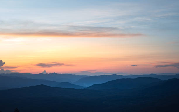istock sunset and twilight light in the forest on the mountain 1184870328