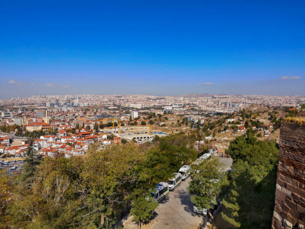 istock Ankara panorama with construction site and bus parking, top view 1184871364