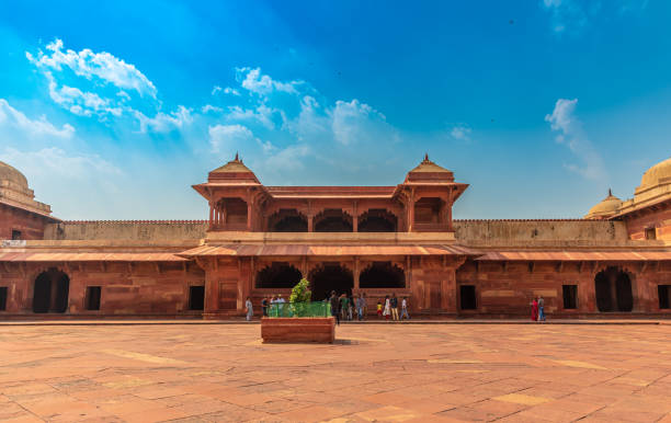 Jodha bai's palace Agra,Utter Pradesh / India - October 13,2019. Panoramic view of Queen's Palace or Jodha bai's palace in Fatehpur Sikri . jodha bai's palace stock pictures, royalty-free photos & images