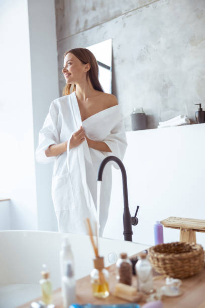 istock Happy female spending her morning at home 1184874821