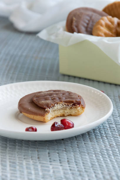 istock Tasty homemade biscuits with chocolate and pomegranate 1184888420