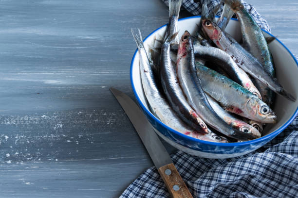istock Preparing fresh caught anchovies. Healthy raw seafood 1184888607