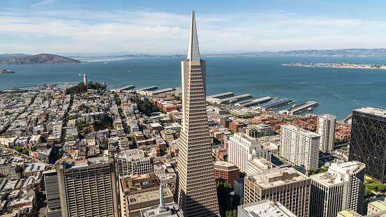San Francisco, California, USA - August 2019: San Francisco cityscape with Transamerica Pyramid