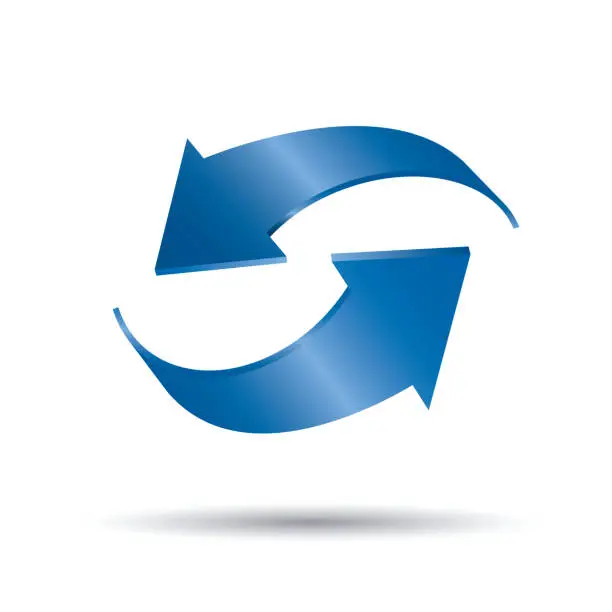 Vector illustration of Blue vector arrow 3d. Graphic element for web and design.