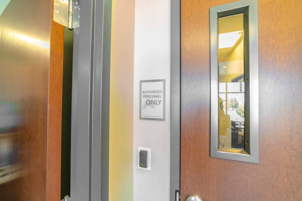 istock Abstract angle of doors in office building 1184893772