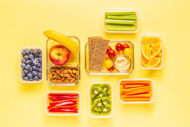 istock Healthy snack on a pastel background 1184896022