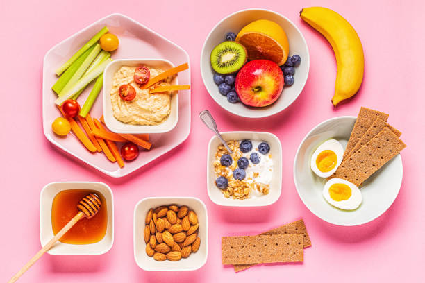 istock Healthy snack on a pastel background 1184896045