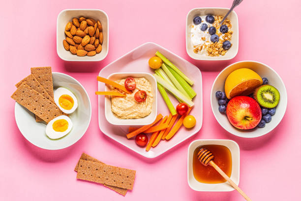 istock Healthy snack on a pastel background 1184896097