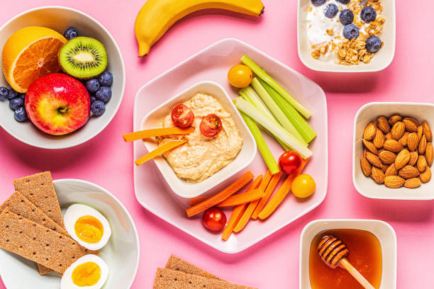 istock Healthy snack on a pastel background 1184896120