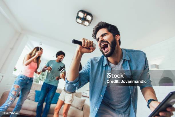 Karaoke Party Stock Photo - Download Image Now - Singing, Domestic Life, Karaoke