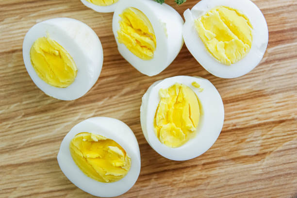 istock boiled eggs on a wooden background. 1184906809