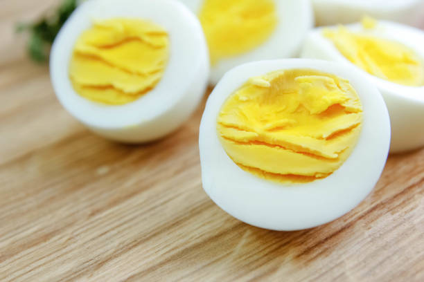 istock boiled eggs on a wooden background. 1184906835