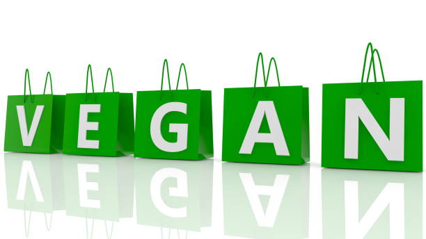 istock Shopping bags with vegan concept 1184907416