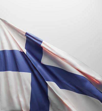 Finnish Flag, Finland National Colors Background  <<3D Rendering>>