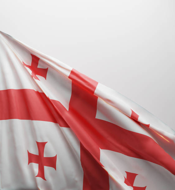 Georgian Flag, Georgia National Colors Background  <<3D Rendering>>