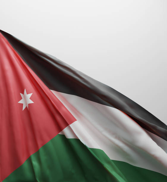 Jordanian Flag, Jordan National Colors Background  <<3D Rendering>>