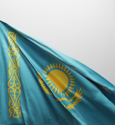 Kazakhstani Flag, Kazakhstan National Colors Background  <<3D Rendering>>