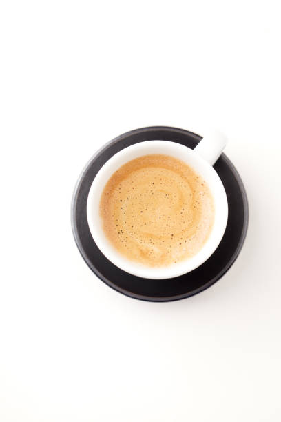 istock Cup of coffee isolated on white background. Copy space. Top view. 1184913652