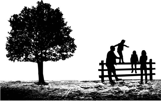 ilustrações de stock, clip art, desenhos animados e ícones de group of people in nature . - bench park park bench silhouette