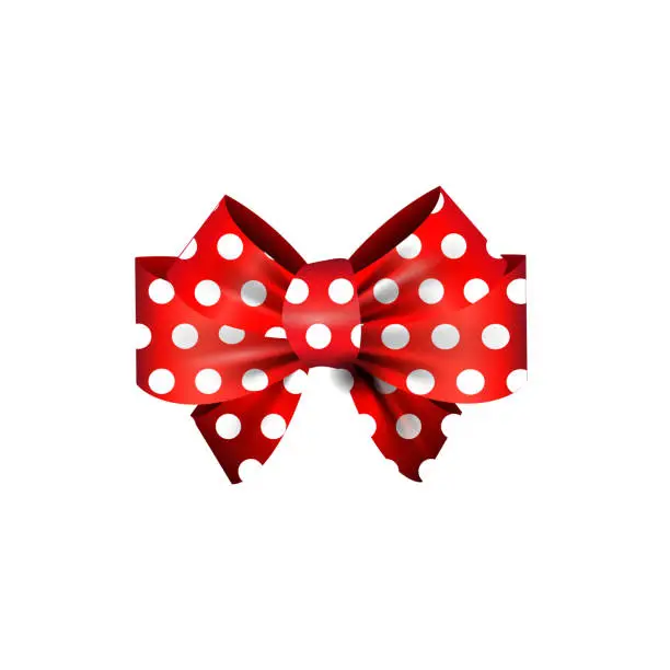 Vector illustration of Red and white polka dot bow