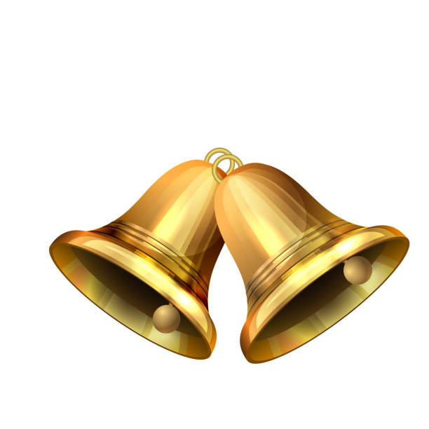 istock Vector illustration of shiny golden Christmas bells decorated 1184918629