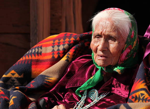 Elderly Native American Woman stock photo