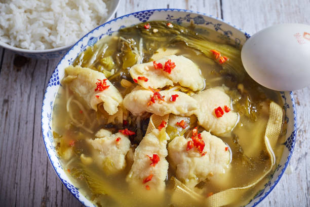 istock Boiled Fish with Pickled Cabbage and Chili 1184923374