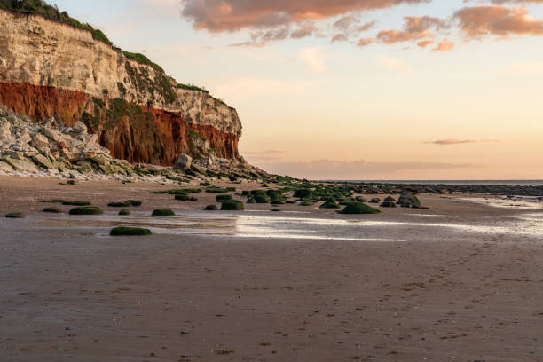 wrak statku w świetle wieczoru na hunstanton cliffs w norfolk, anglia - norfolk zdjęcia i obrazy z banku zdjęć