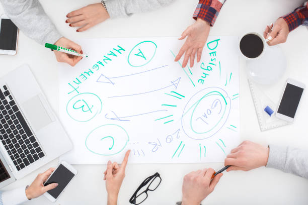 istock Group of business people work together top view making project 1184936324