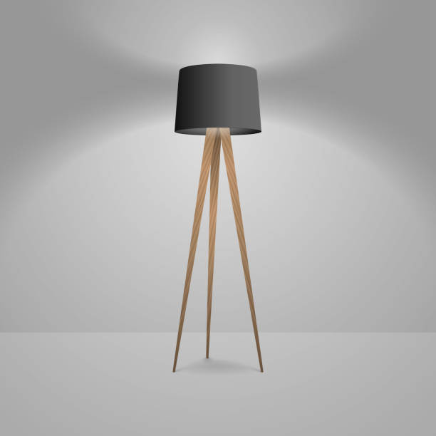 istock Vector 3d Realistic Render Illuminated Lamp Closeup. Floor Lamp. Template of Electric Torchere for Interior Design, Energy Furniture. Home Equipment in Simple Modern Style 1184936376