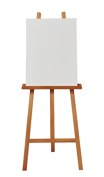 istock Blank portrait canvas placed on a brown wooden easel 118493940