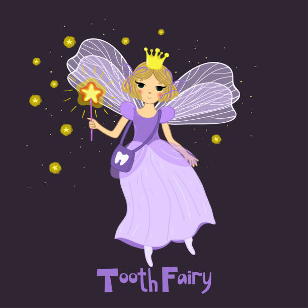 tooth fairy to bajkowa postać. grafika wektorowa. - toothfairy stock illustrations