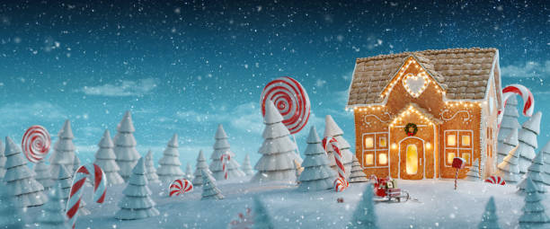 niesamowita wróżka dom bożonarodzeniowy - christmas window magic house zdjęcia i obrazy z banku zdjęć