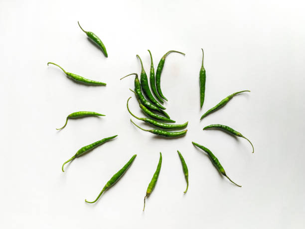 green chilli stock image with white background. - white indian hemp imagens e fotografias de stock