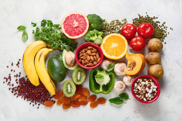 istock Healthy foods high in potassium. 1184962689