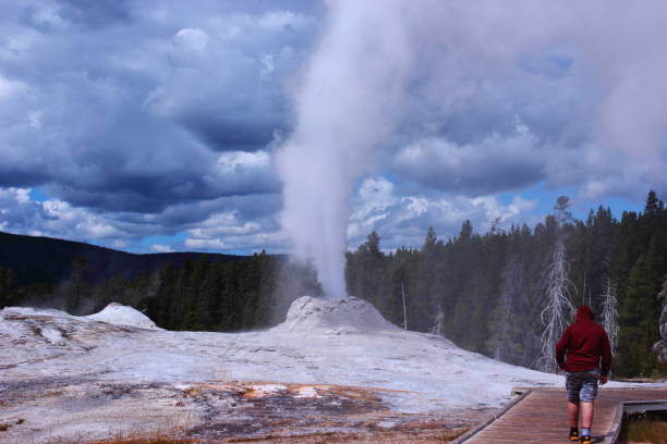 istock Geyser eruption at Yellowstone national park 1184965493