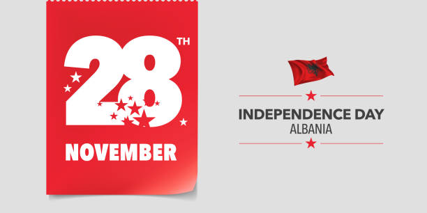 istock Albania independence day greeting card, banner, vector illustration 1184969983