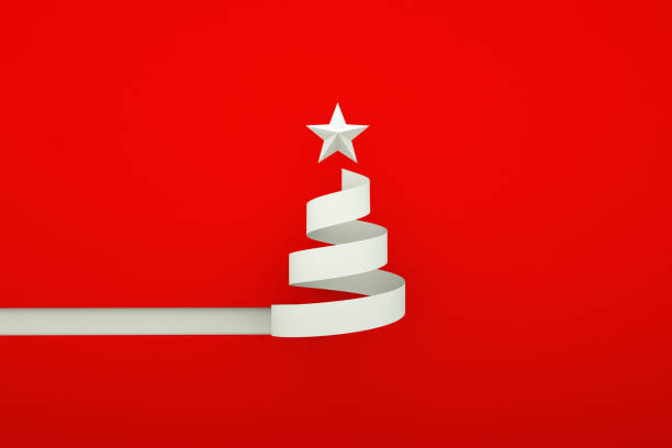 istock Christmas tree and star on paper. 3d rendering 1184970283