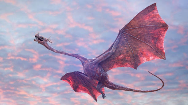 istock beautiful dragon, fairy tale creature flying in the sky 1184974300