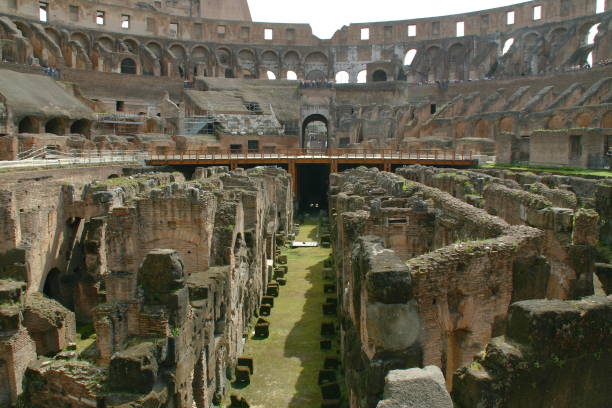 The Colosseum or Coliseum is an oval amphitheatre in the centre of the city of Rome, Italy. The hypogeum (literally meaning \