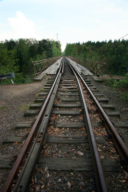 istock Train track on the historic iron railway bridge 1184985076