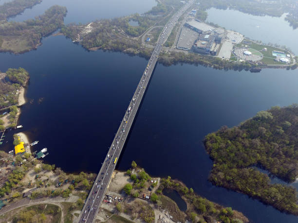 istock Moscow Bridge across Dnepr River, photo from drone. 1184990226