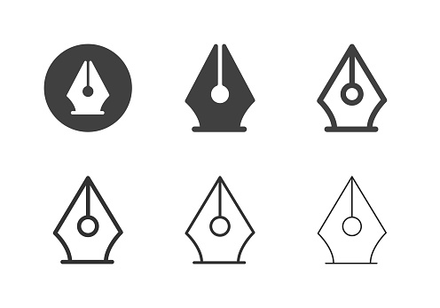 Fountain Pen Icons Multi Series Vector EPS File.