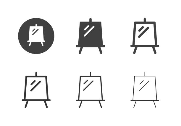 leinwand malerei stand icons - multi-serie - easel artists canvas paint paintings stock-grafiken, -clipart, -cartoons und -symbole